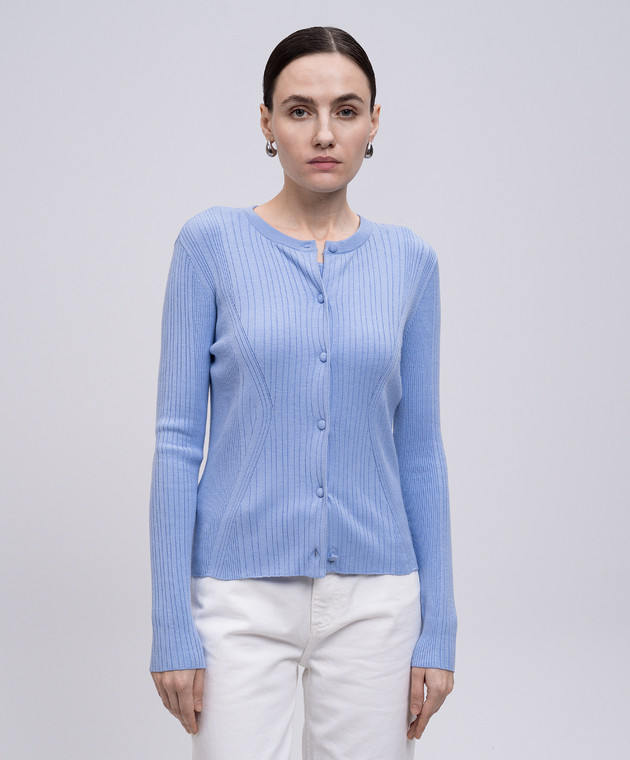 Twinset Голубой кардиган в рубчик 251LL3FAA изображение 3