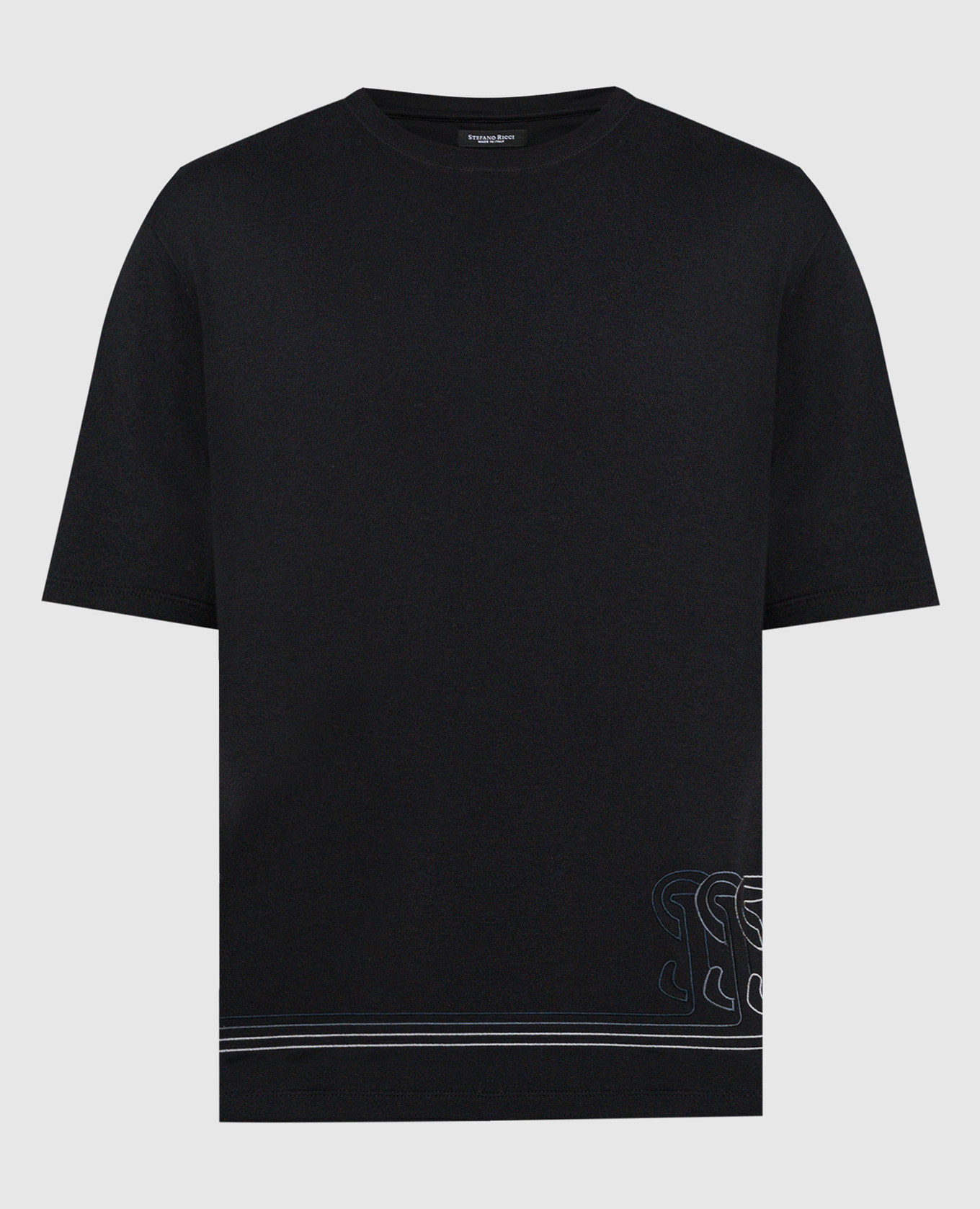 

Черная футболка с вышивкой монограмм логотипа, Черный, Футболки