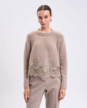 Ermanno Scervino Бежевий светр з кашеміру з мереживом D475M305APKFX