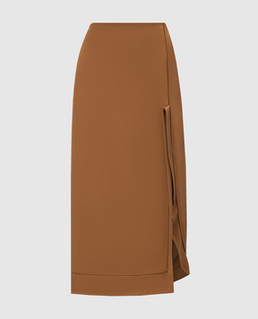 Victoria Beckham Коричнева спідниця з розрізом SKFIT3616
