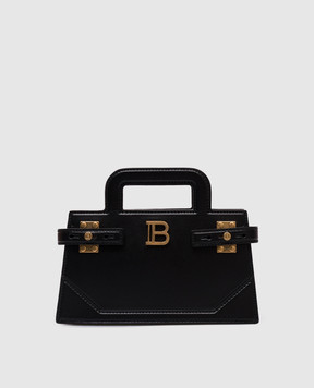Balmain Чорна шкіряна сумка-міні B-Buzz EN1KJ931LSLX