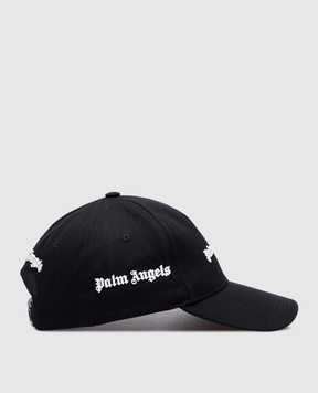 Palm Angels Чорна кепка с фактурним логотипом PMLB095C99FAB001