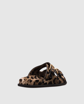 Dolce&Gabbana Коричневые шлепанцы в анималистичный принт. CQ0632A6L97