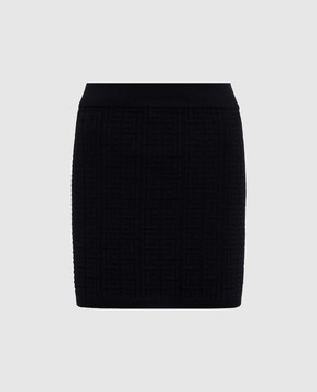 Balmain Чорна спідниця міні у візерунок емблеми PB FF1LB197KI63