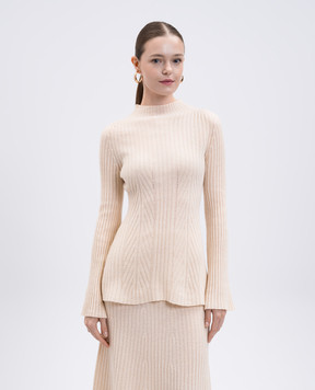 Twinset Бежевый джемпер из шерсти и кашемира 252TP3571