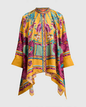La DoubleJ Жовта блуза Zodiac Placée Marigold із шовку в квітковий принт SHI0059SIL006ZOD01