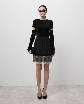 Helmut Lang Черная юбка с шелком с кружевом O10HW304