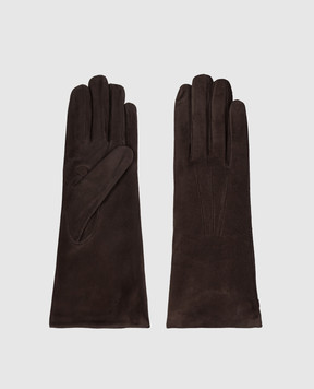 Sermoneta Gloves Коричневі шкіряні рукавички з ремінцем B304BTSUEDE
