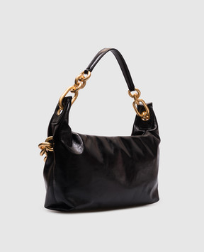 Balmain Чорна шкіряна глянцева сумка Sync FN1BS002LBFO