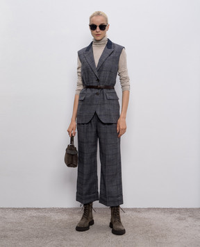 Brunello Cucinelli Серый жилет из шерсти в клетку MG5227499P