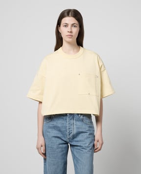 Bottega Veneta Желтая укороченная футболка 777597VKLZ0
