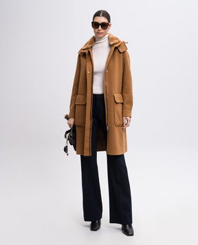 Loro Piana Коричневый парк из шерсти с мехом норки FAL4692