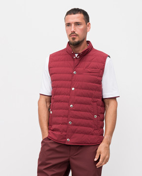 Brunello Cucinelli Бордовый стеганый пуховой жилет MM4911711