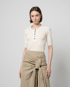 Bottega Veneta Бежевая футболка в рубчик 779195V3Z60