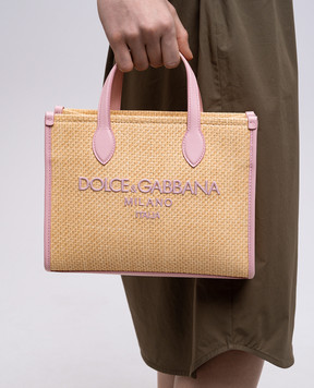 Dolce&Gabbana Детская бежевая соломенная сумка-тоут с логотипом EB0252AY310