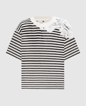 Ermanno Scervino Белая футболка с кашемиром в полоску D465L724APRETQ