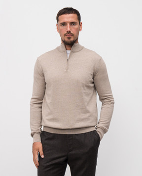 Cashmere&Whiskey Бежевый джемпер из шерсти мериноса с молнией 77397