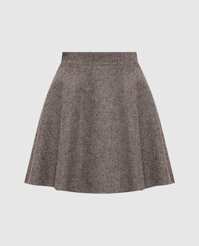 Brunello Cucinelli Коричнева спідниця з вовною у візерунок MG529G3919