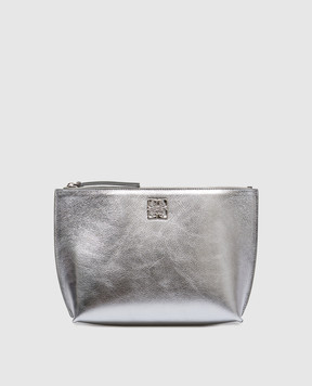 Givenchy Серебряная кожаная косметичка с логотипом BB60NSB1ZB