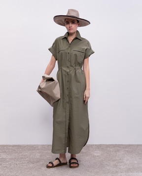 Brunello Cucinelli Зелена сукня-сорочка з ланцюжком моніль M0F79ARA51