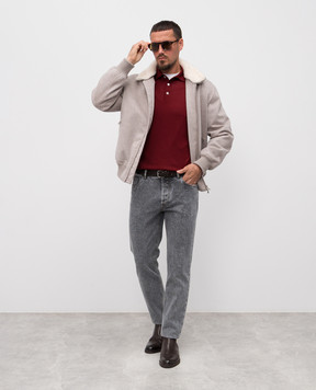 Brunello Cucinelli Бордовое поло из шерсти и кашемира с длинными рукавами M2400295