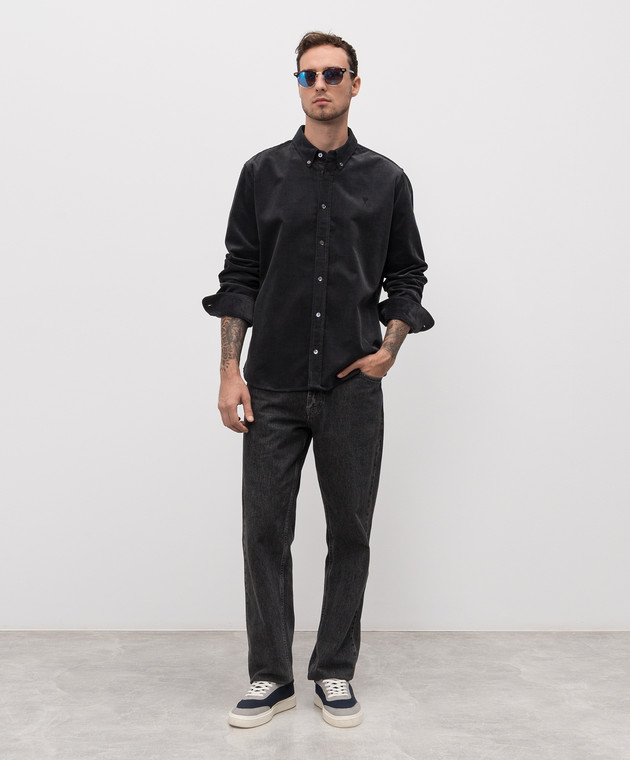 Ami Paris Серая вельветовая рубашка HSH797CO0089 изображение 2