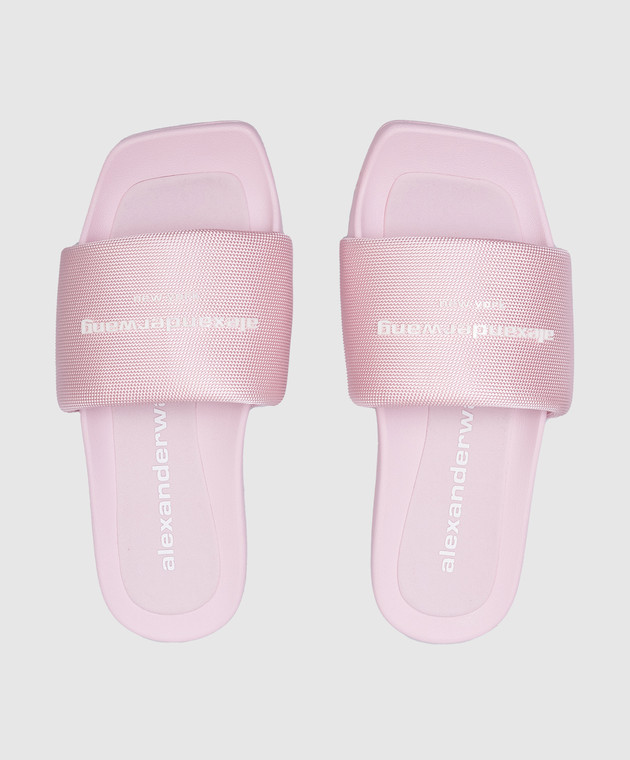 Alexander Wang Рожеві шльопанці з фактурним логотипом 30221S059 зображення 4