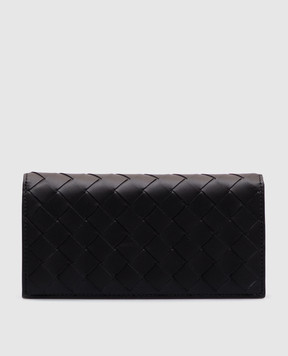 Bottega Veneta Черный кожаный кошелек с плетением 814673VCPQ6