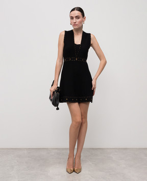 Twinset Чорна сукня міні з кристалами 252TP3272