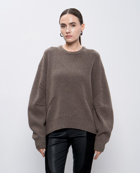 Helmut Lang Коричневый свитер из шерсти и кашемира O07HW705