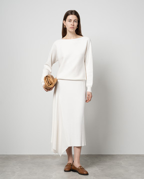 Loro Piana Белая ассиметричная юбка в рубчик FAN6366