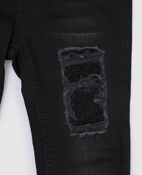 Philipp Plein Детские черные джинсы слим с прорехами GDT00421216