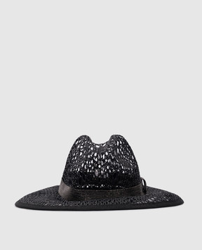 Brunello Cucinelli Чорний ажурний капелюх з ланцюжком моніль MCAP90081