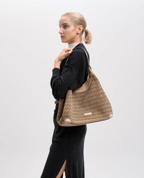 Gianni Chiarini Бежева замшева сумка-тоут Dua з перфорацією BS11682CMLSR