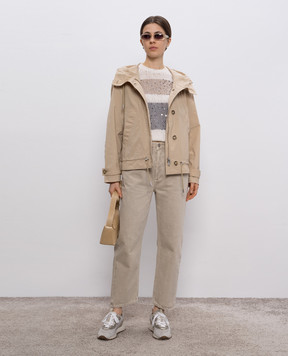 Woolrich Бежева вітровка з капюшоном CFWWOU1177FRUT3128