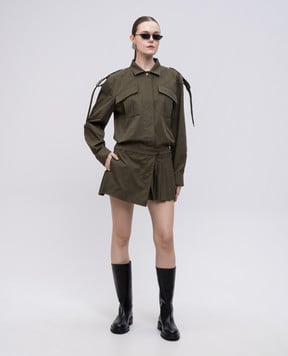 Off-White Сукня-сорочка з плісуванням кольору хакі OWDG00AS25FAB002