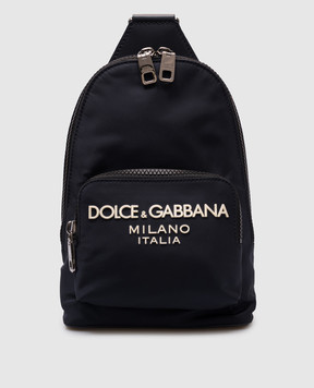 Dolce&Gabbana Синя сумка-слінг з фактурним логотипом BM2295AG182