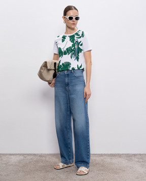 Max Mara Белая футболка WON с тропическим принтом WON
