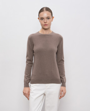 Brunello Cucinelli Коричневий джемпер з кашеміру з ланцюжком моніль M12144400