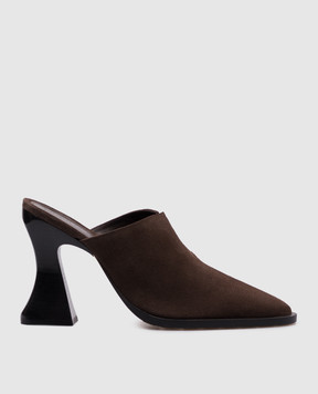 Bottega Veneta Коричневые замшевые мюли Cha-Cha 787036V3QE1