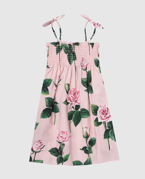 Dolce&Gabbana Дитяча рожева сукня в брендовий квітковий принт троянди L54DE0HS5S736