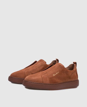 Santoni Коричневые замшевые слипоны MBCD21995CINTSEY