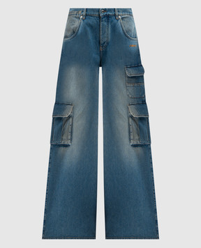 Off-White Синие джинсы карго с логотипом OWYB019F24DEN002