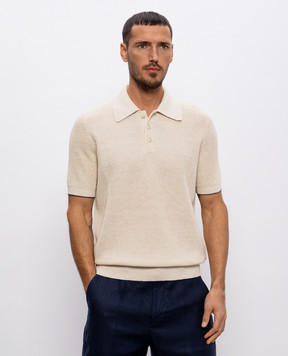 Brunello Cucinelli Бежевое поло с леном M2L707715