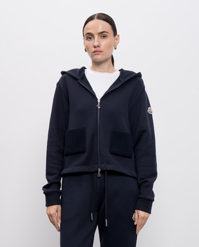 Moncler Голубая спортивная куртка с нашивкой логотипа K20938G0000289B0Q