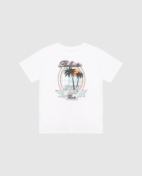 Balmain Детская белая футболка с брендовым принтом BW8R11Z00571214