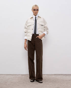 Brunello Cucinelli Белая пуховая куртка с цепочкой мониль MD5997695