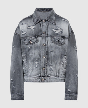 Dolce&Gabbana Сіра джинсова куртка з проріхами G9ATRDG8KK6
