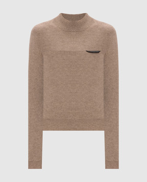 Brunello Cucinelli Коричневий джемпер з кашеміру з ланцюжком моніль M12212604P