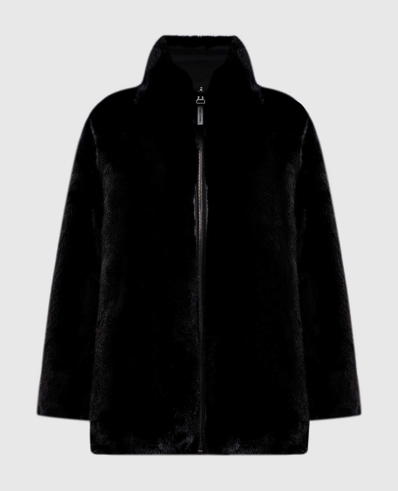 

Черная двусторонняя шуба с мехом норки, Черный, Шубы